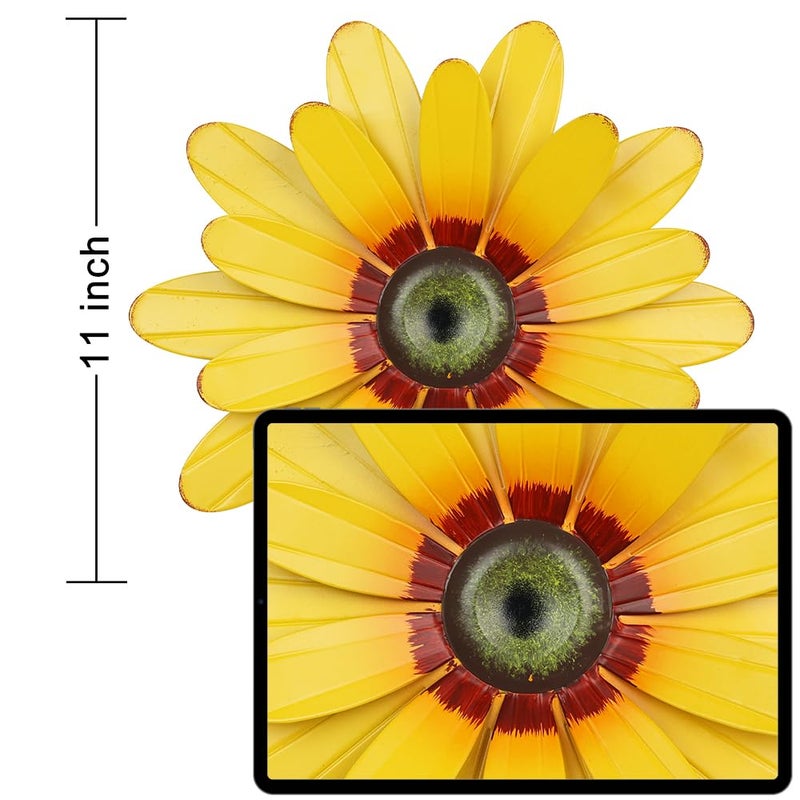YEAHOME Sunflower Garden Decor, 11'' Metal Flower Wall Decor, Yard Hanging Wall Art Decorations for Kitchen, Bathroom, Living Room, Spring Boho Art for Indoor Outdoor - Image 2