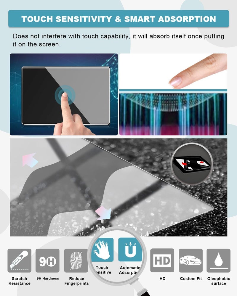 CDEFG 2Pcs for 2026 Tesla Model Y Juniper (Premium & Performance) Screen Protector, 2026 Tesla Model Y Juniper Accessories, 16" Front & 8" Rear Screen Tempered Glass Protector - Image 4