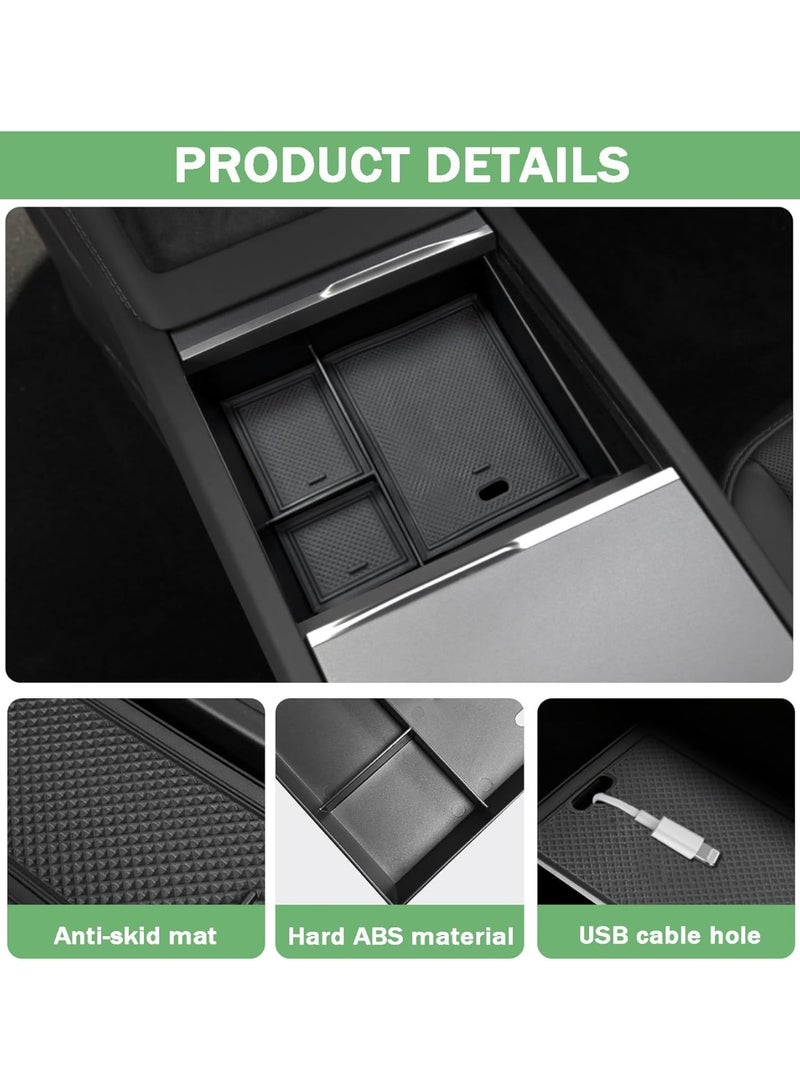 for Tesla Model 3 2024 Center Console Organizer - Upper Center Console Storage Tray Box Interior Accessories for Tesla Model 3 2024 Highland - Image 3