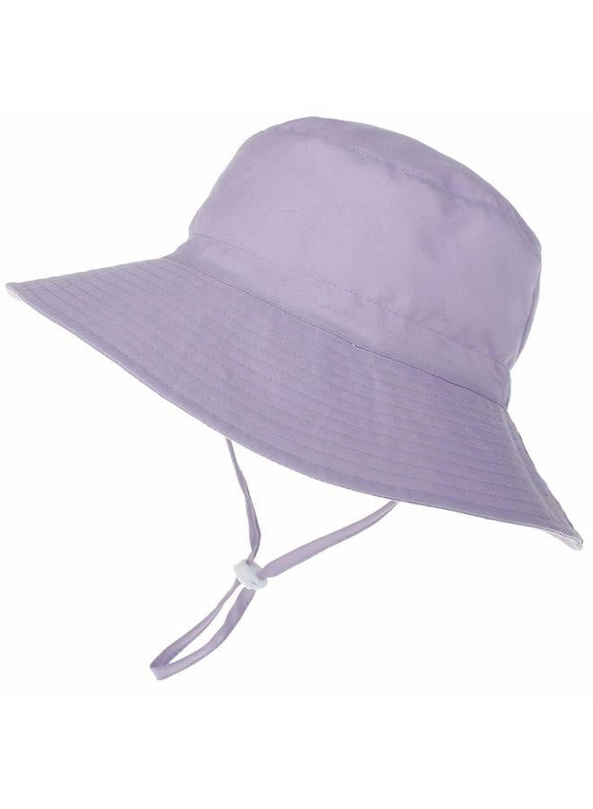 MaxNova Baby Sun Hat Toddler Summer UPF 50+ Baby Girl Bucket Hat Wide Brim Beach Hats for Baby Boys 0-5 Years 2pack, 2pack Solid Purple/Auqa, 2-7 Years - Image 2