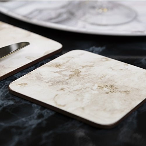 Creative Tops Grey Marble Premium Printed Drinks Coasters with Cork Back 105 x 105 cm GreyWhite Set of 6 - Image 3