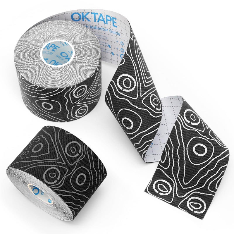 Ok Tape Pro Kinesiology Tape Uncut Roll  Elastic Physical Therapy Athletic Tape For Pain Relief  Muscle Support  Kinetic Tape  Water Resistant  2In X 16.4Ft -Black 2 Rolls - Image 1