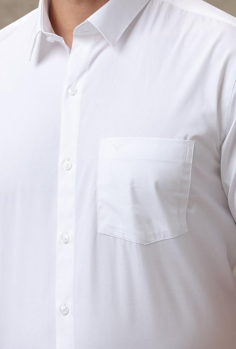 RAMRAJ COTTON Mens Cotton Solid White Full Sleeve Shirt (44; White) - Image 4