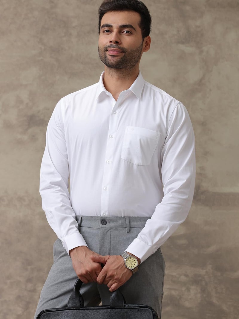 RAMRAJ COTTON Mens Cotton Solid White Full Sleeve Shirt (44; White) - Image 3