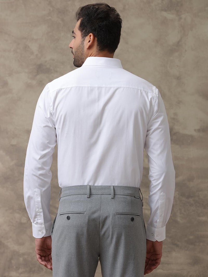 RAMRAJ COTTON Mens Cotton Solid White Full Sleeve Shirt (44; White) - Image 2