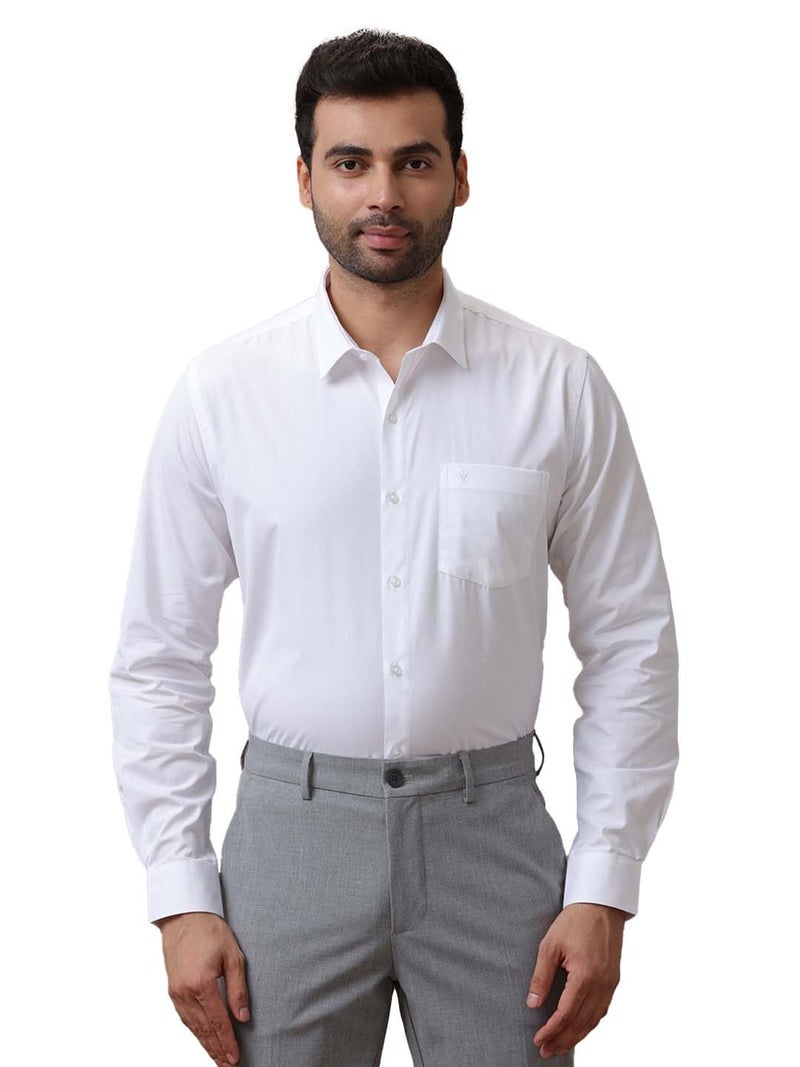 RAMRAJ COTTON Mens Cotton Solid White Full Sleeve Shirt (44; White) - Image 1