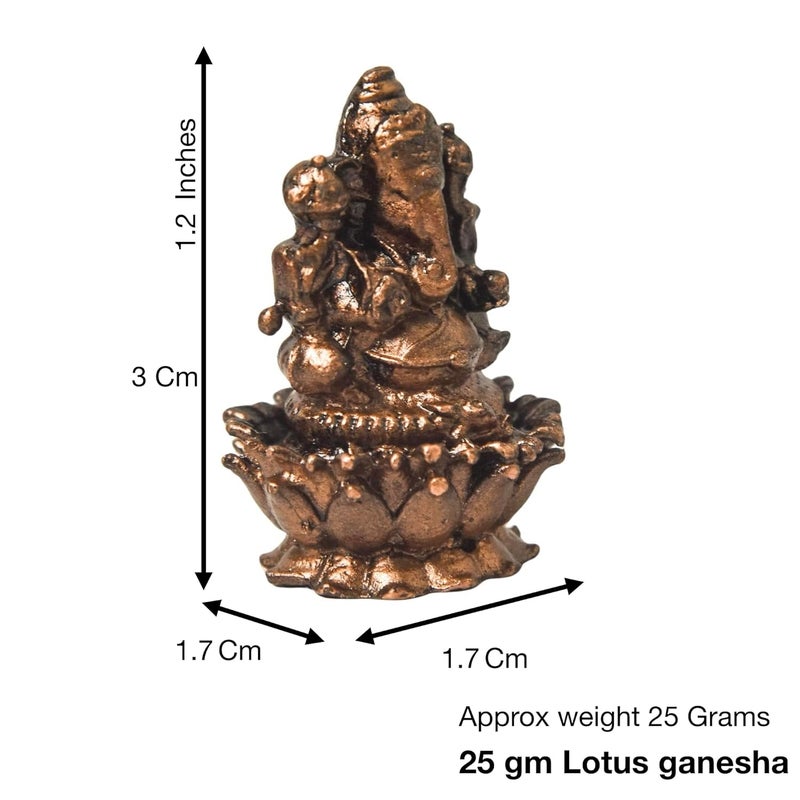 Copper Idols India  By Bhimonee Decor Copper Idols India By Bhimonee Decor 12 inch Copper Lotus Ganesha Idol 25 Grams Weight Patina Antique Finish Pack of 1 Piece  - Image 2