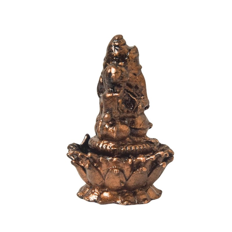 Copper Idols India  By Bhimonee Decor Copper Idols India By Bhimonee Decor 12 inch Copper Lotus Ganesha Idol 25 Grams Weight Patina Antique Finish Pack of 1 Piece  - Image 3