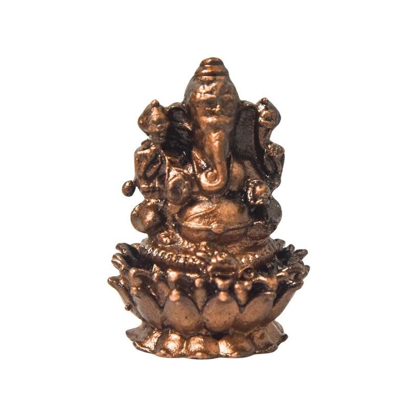 Copper Idols India  By Bhimonee Decor Copper Idols India By Bhimonee Decor 12 inch Copper Lotus Ganesha Idol 25 Grams Weight Patina Antique Finish Pack of 1 Piece  - Image 5