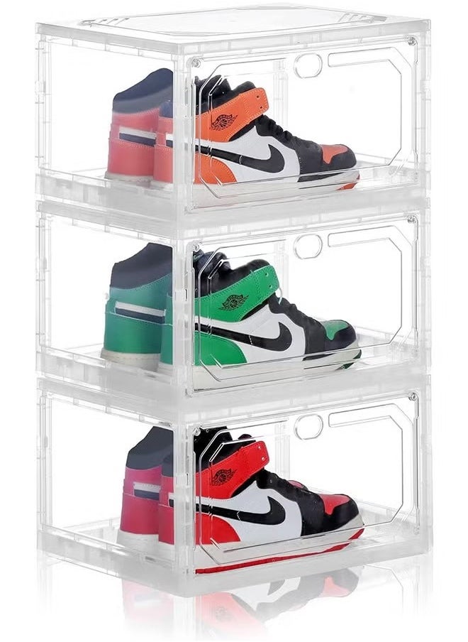Generic - Shoe Storage Box,Shoe Organizer for Closet 3 Pack Stackable Shoe Boxes Clear Plastic Shoe Containers Shoe Storage Organizer Bins with Lids - Image 1