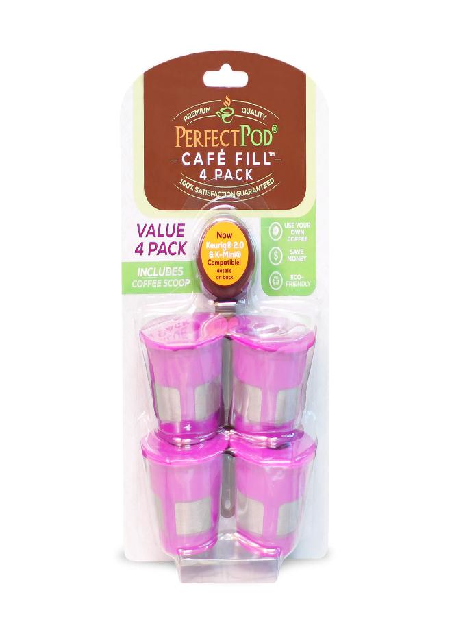 Perfect Pod Cafe Fill 4-Pack Reusable Refillable Coffee Pod Filter Capsules Plus Coffee Scoop by Perfect Pod - Compatible with Keurig and Select Single Serve Coffee Makers, Replacement for K-Cups - Image 2