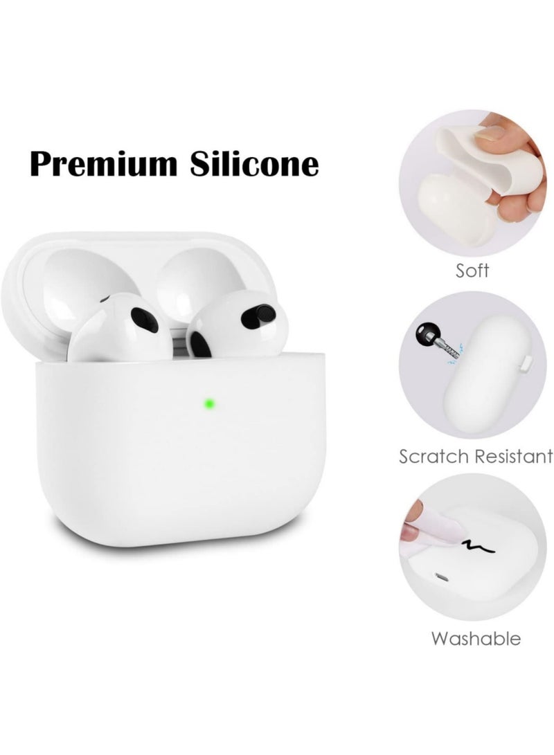 Aookay for Apple AirPods Pro 3/AirPods Pro 3th Generation Case Cover with Keychain, Full Protective Silicone Case Accessories, Front LED Visible (White) - Image 3