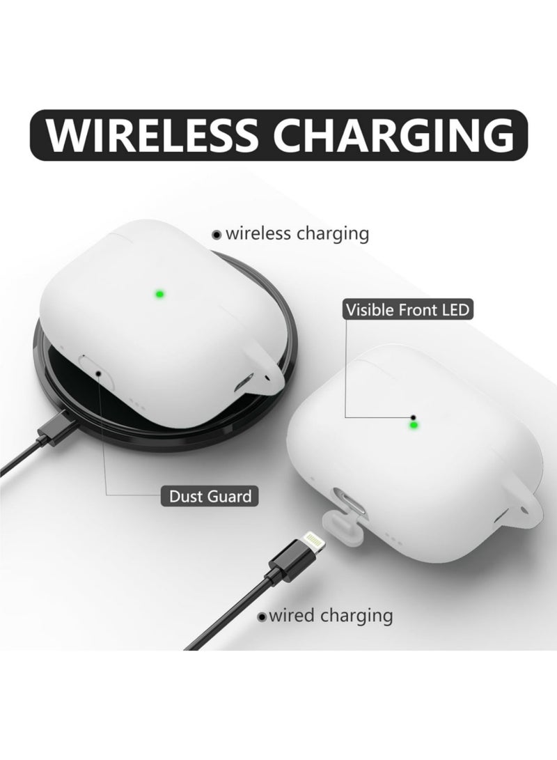 Aookay for Apple AirPods Pro 3/AirPods Pro 3th Generation Case Cover with Keychain, Full Protective Silicone Case Accessories, Front LED Visible (White) - Image 2