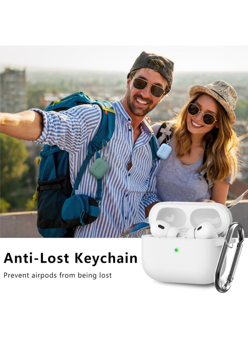 Aookay for Apple AirPods Pro 3/AirPods Pro 3th Generation Case Cover with Keychain, Full Protective Silicone Case Accessories, Front LED Visible (White) - Image 5