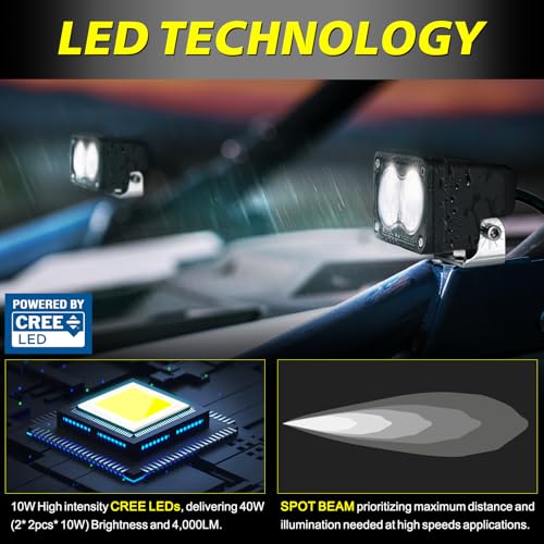 AKD Part LED Pods, AKD Part 3 Inch CREE LED Off Road Driving Lights 40W Spot Small LED Fog Lights Pods Ditch Lights Backup Light 2 Packs for Truck Motorcycle UTV ATV SUV Surron Toyota - Image 3