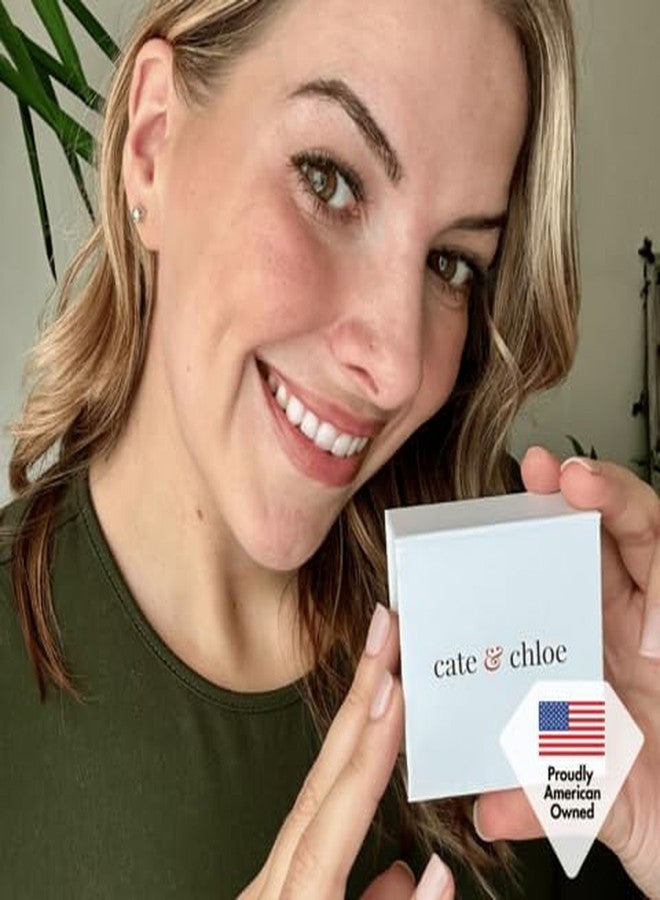 كايت آند كلوي أقراط مرصعة بحجر بخت شهر يونيو من الذهب الأبيض عيار 18 قيراطًا من كيت آند كلوي، مرصعة بحجر ألماس صناعي عيار 1 قيراط، وأقراط من حجر ألكسندريت للنساء، هدية مثالية لها. - Image 5