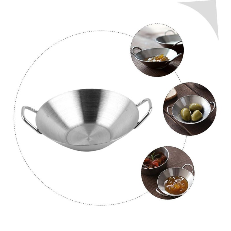 Stainless Steel Round Sauce Plate With Handles For Appetizers Condiments - Image 5