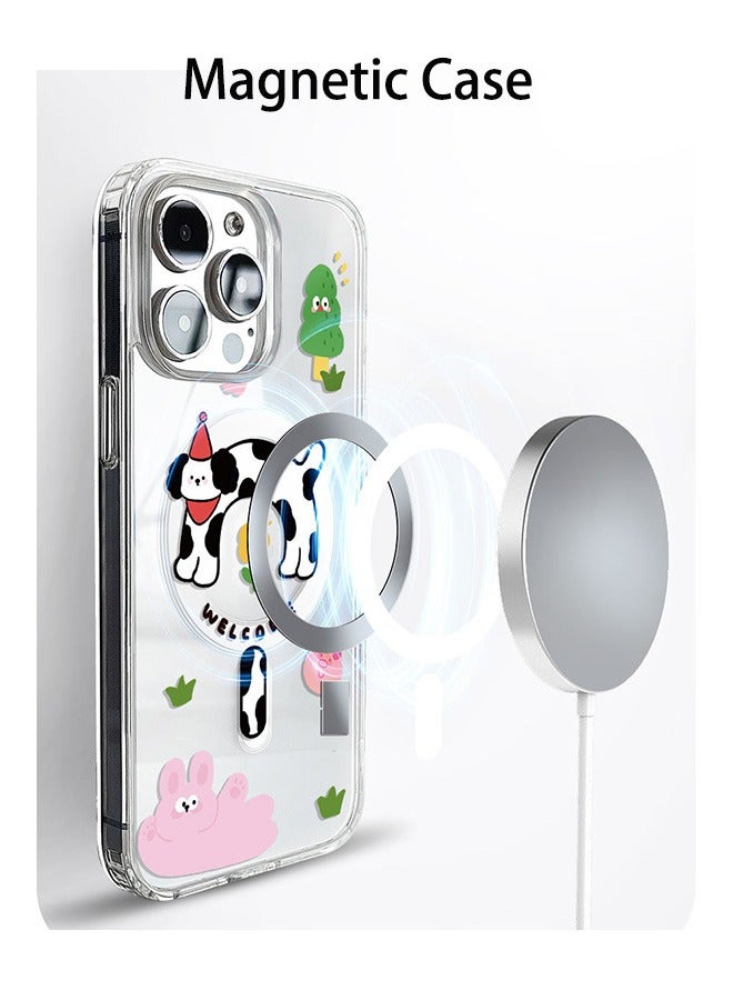 Magnetic Case for iPhone 15 Pro Max, Lovely Cat Cartoon Pattern Phone Case, Slim Case Compatible with iPhone 15 Pro Max, TPU material Anti-Scratch Shockproof Protective Phone Fashion Cover Women Girls - Image 2