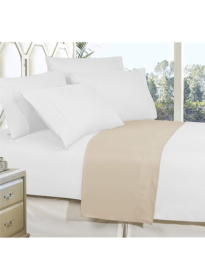 Elegant Comfort Premium Hotel Quality 1 Piece Flat Sheet Luxury And Softest 1500 Premium Hotel Quality Microfiber Bedding Flat Sheet Wrinkle Free Stain Resistant California King Cream  - Image 3
