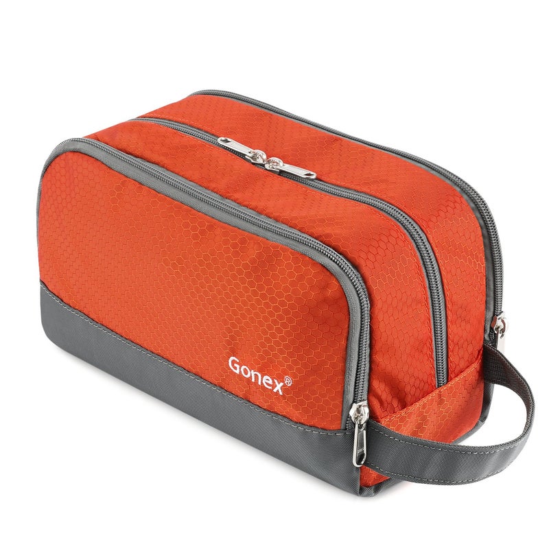 Gonex Travel Toiletry Bag Nylon, Shaving Bag Toiletry Organizer Orange - Image 1