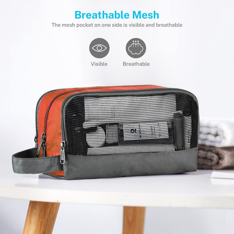 Gonex Travel Toiletry Bag Nylon, Shaving Bag Toiletry Organizer Orange - Image 3