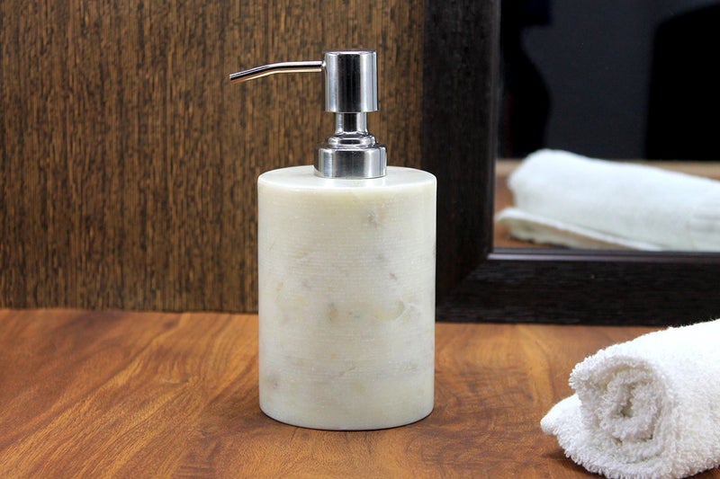 KLEO Soap/Lotion Dispenser - Made of Genuine Indian Marble in White Color - Luxury Bathroom Accessories Bath Set - Image 3