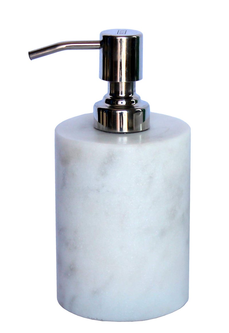 KLEO Soap/Lotion Dispenser - Made of Genuine Indian Marble in White Color - Luxury Bathroom Accessories Bath Set - Image 4