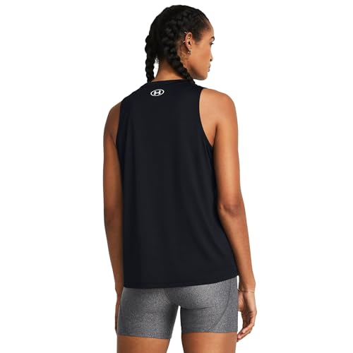 Under Armour Womens Tech Tank Top, (001) Black / / White, Medium - Image 3