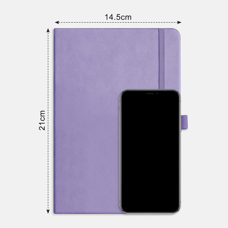 EMSHOI A5 Notebook Lined Journal - 120 GSM Paper Hardcover Notebook for Work, 160 Pages College Ruled Notebook, Leather Writing Journal for Women, Men, Work, School, 14.5 X 21 cm - Light Purple - Image 5
