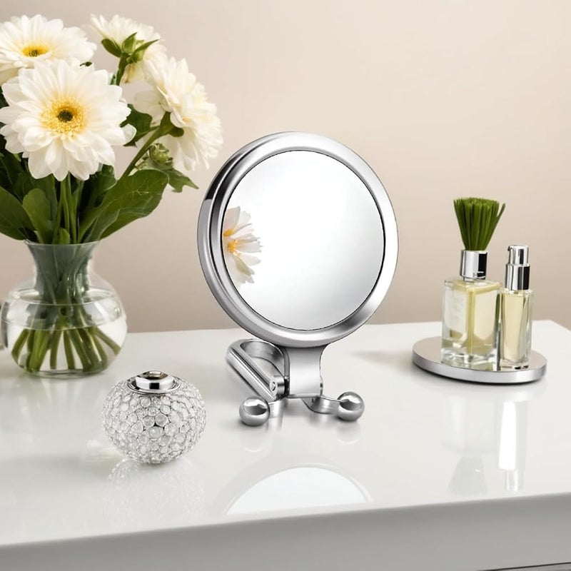 Sweet seven Double-Sided Hand Held Mirror, Foldable 1X/10X Makeup Mirror with Adjustable Handle/Stand - Portable Travel Mirror for Women and Girls - Image 3