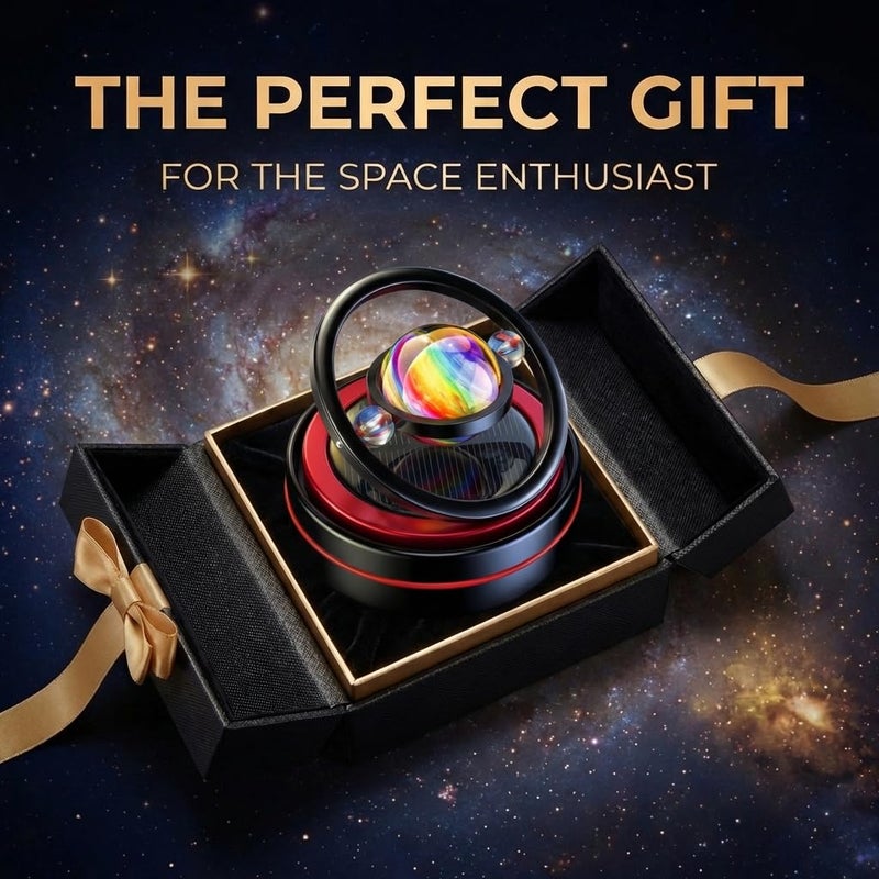 eaonitu Solar Dashboard Spinner, Sun Powered Kinetic Car Decoration Diffuser, Space Theme Automotive Accessories, Valentine's Birthday Gift Exchange, Fragrance & Aroma Cores Sold Separately (Celestial Red) - Image 2