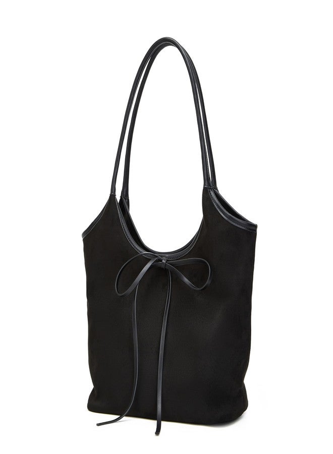 Avilego Vintage French Bow Tote Bag Large Capacity Hobo Bag Shoulder Bag Satchel Purse Chic Underarm Bag for Women Girls - Image 2