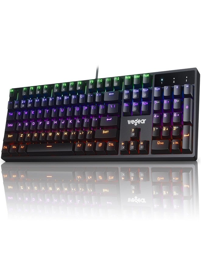 WeGear RGB Mechanical Gaming Keyboard Blue Switch, 104 Keys Full-Size Light Up Key-Board with 11 Backlit Modes, Anti-Ghosting, Double-Shot ABS Keycaps, USB Wired Computer Key Board for Windows PC Gamer - Image 1