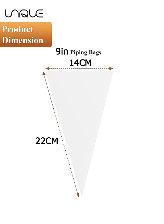 يونيك 100 قطعة أكياس أنابيب 9 بوصة يمكن التخلص منها - أكياس معجنات بلاستيكية - أكياس تزيين الكيك السميكة المضادة للانفجار وغير القابلة للانزلاق - لمستلزمات تزيين البسكويت / الكيك (شفاف) - Image 2