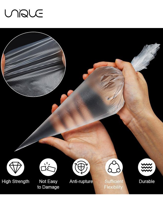 يونيك 100 قطعة أكياس أنابيب 9 بوصة يمكن التخلص منها - أكياس معجنات بلاستيكية - أكياس تزيين الكيك السميكة المضادة للانفجار وغير القابلة للانزلاق - لمستلزمات تزيين البسكويت / الكيك (شفاف) - Image 3