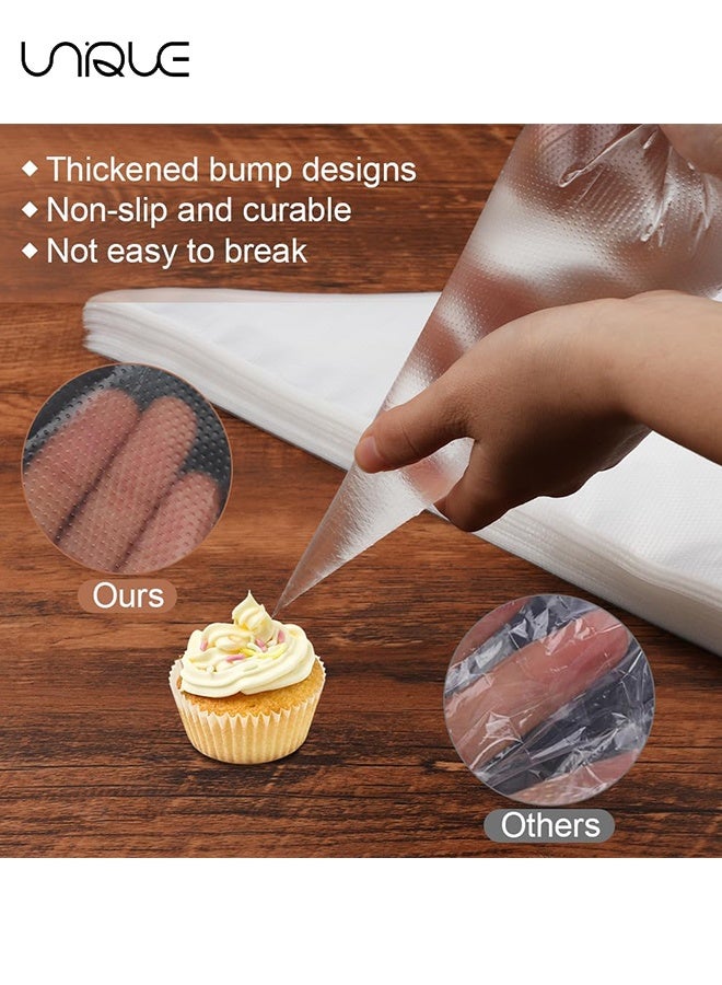 يونيك 100 قطعة أكياس أنابيب 9 بوصة يمكن التخلص منها - أكياس معجنات بلاستيكية - أكياس تزيين الكيك السميكة المضادة للانفجار وغير القابلة للانزلاق - لمستلزمات تزيين البسكويت / الكيك (شفاف) - Image 4