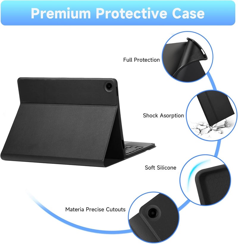 Keyboard Case, Compatible With Samsung Galaxy Tab A9 Plus Keyboard Case 11-Inch Magnetic Detachable Wireless Arabic Keyboard Cover，For Samsung Galaxy Tab A9 Plus 2023 (Sm-X216/X210) - Black - Image 4