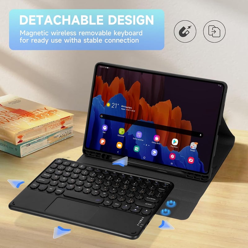 Keyboard Case, Compatible With Samsung Galaxy Tab A9 Plus Keyboard Case 11-Inch Magnetic Detachable Wireless Arabic Keyboard Cover，For Samsung Galaxy Tab A9 Plus 2023 (Sm-X216/X210) - Black - Image 3