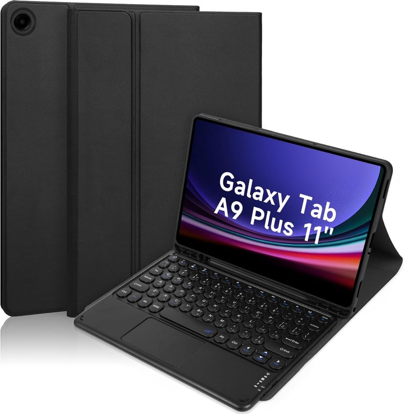 Keyboard Case, Compatible With Samsung Galaxy Tab A9 Plus Keyboard Case 11-Inch Magnetic Detachable Wireless Arabic Keyboard Cover，For Samsung Galaxy Tab A9 Plus 2023 (Sm-X216/X210) - Black - Image 1