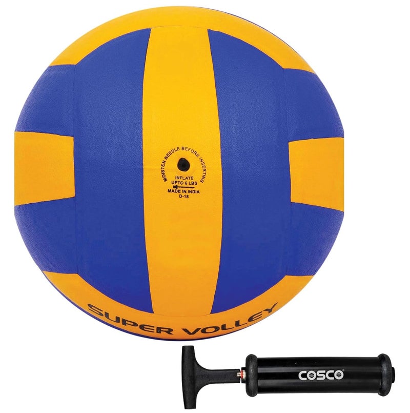 COSCO كرة الطائرة سوبر فولي مع مضخة يدوية، زرقاء - Image 2