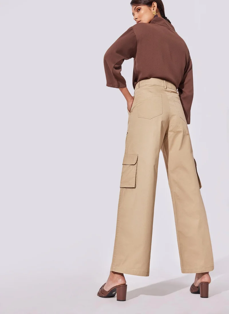 The Label Life Khaki Patch Utility Pocket Cargo Pants – Trendy & Comfortable