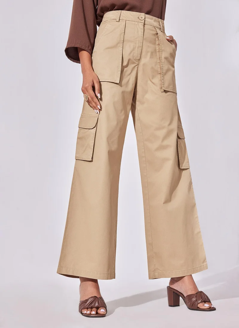 The Label Life Khaki Patch Utility Pocket Cargo Pants – Trendy & Comfortable