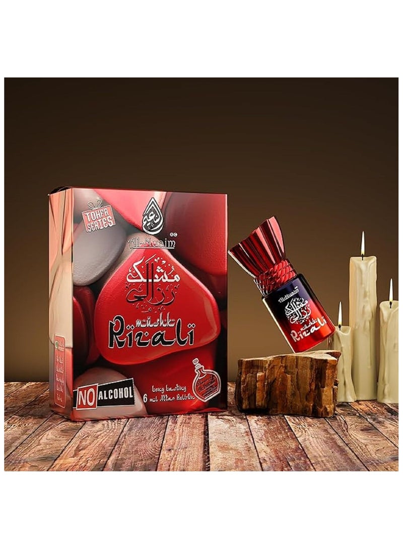 أل نواعم عطر المسك الريزالي من سلسلة النعيم تحفة، زيت عطري رول أون، 6 مل، عبوة من 4 قطع | عطر شرقي مسك يدوم طويلاً، خالٍ من الكحول، للرجال والنساء - Image 4