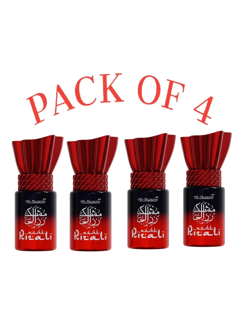 أل نواعم عطر المسك الريزالي من سلسلة النعيم تحفة، زيت عطري رول أون، 6 مل، عبوة من 4 قطع | عطر شرقي مسك يدوم طويلاً، خالٍ من الكحول، للرجال والنساء - Image 1