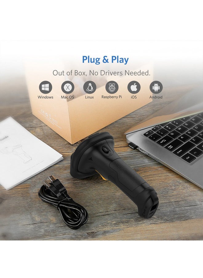 Inateck - Inateck Barcode Scanner, Wireless Scanner, 2600mAh Battery, 35M Range, Automatic Scanning, BCST-60 Black - Image 1