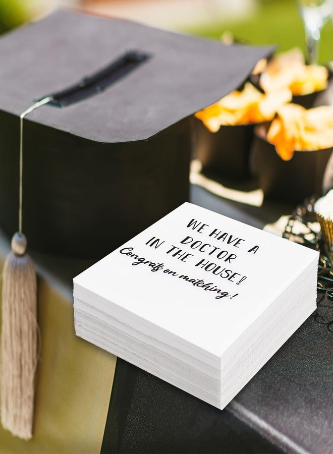 FYSUIMU 50Pcs We Have A Doctor In The House Napkins White and Black Doctor Graduation Disposable Paper Napkin Class of 2025 PhD Medical Congrats Grad Luncheon Napkins for Party Decor Supplies - Image 5