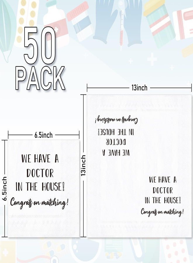 FYSUIMU 50Pcs We Have A Doctor In The House Napkins White and Black Doctor Graduation Disposable Paper Napkin Class of 2025 PhD Medical Congrats Grad Luncheon Napkins for Party Decor Supplies - Image 2