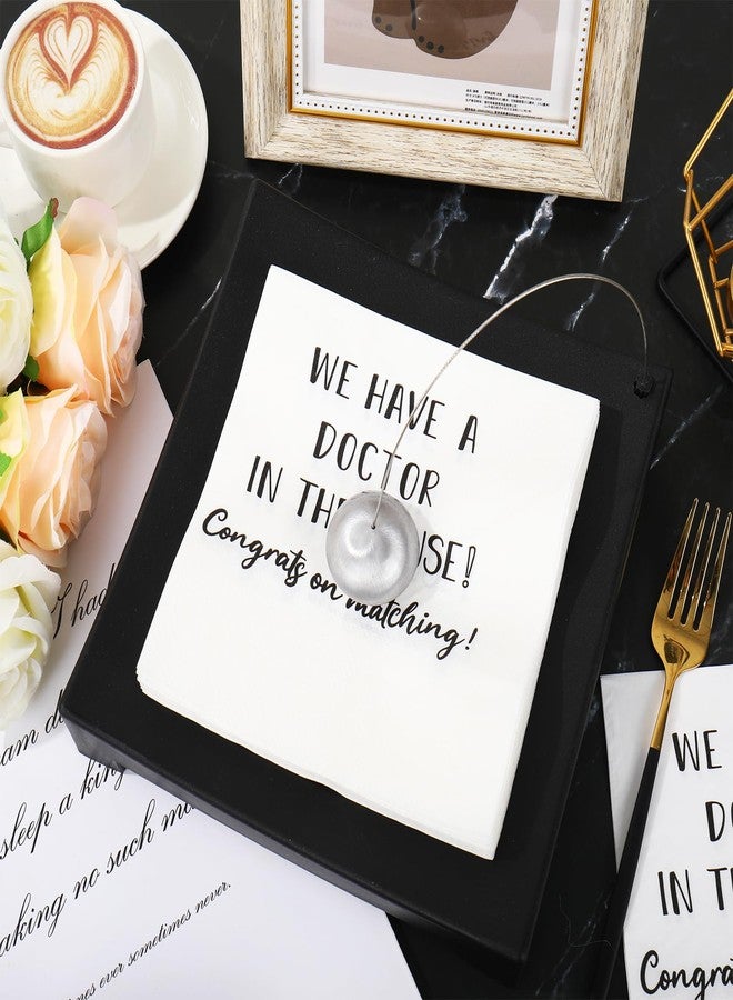 FYSUIMU 50Pcs We Have A Doctor In The House Napkins White and Black Doctor Graduation Disposable Paper Napkin Class of 2025 PhD Medical Congrats Grad Luncheon Napkins for Party Decor Supplies - Image 3