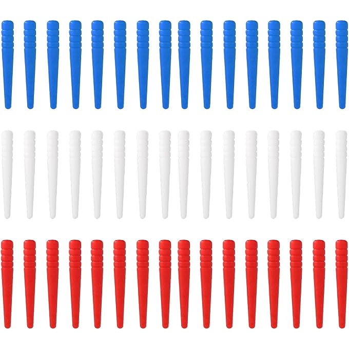Gosknor 48pcs Cribbage Board Pegs, Plastic Cribbage Pegs Fit 1/8 Inch Holes Tapered Board Pegs for Traditional Cribbage Board Game Accessories (Red, White, Blue) - Image 1