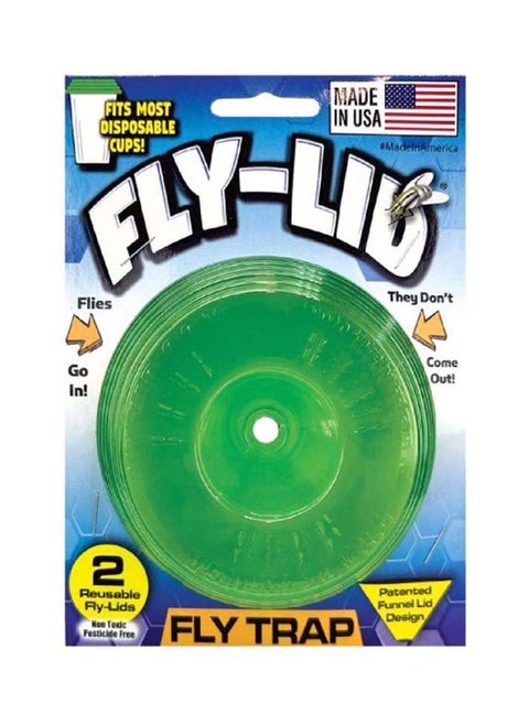 2-Piece Re-Usable Messy Sticky Round Funnel Lid Fly Trap Set Green 16.51 x 3.2 x 12 cm 41050